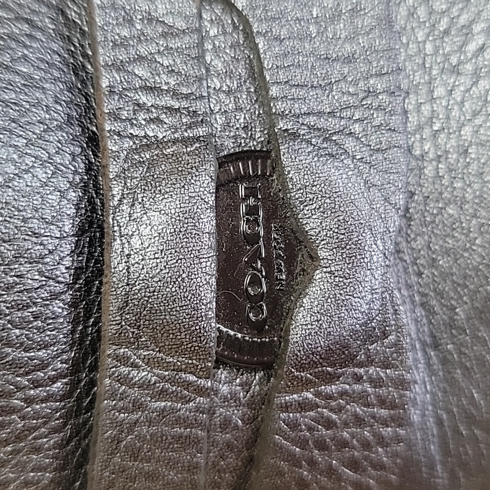 COACH Penny Metallic Gunmetal Pebble Leather Preppy Classic Penny Loafers‎ 9.5 - Picture 7 of 11